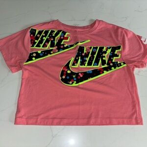 Girls Nike Pink Short Sleeve Cropped Tee